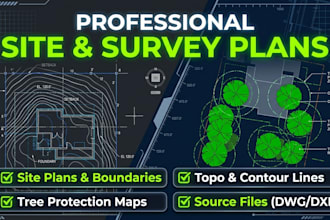 draft a site plan, land survey, topographic survey, and tree survey
