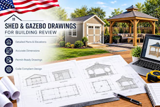 design structural shed and gazebo permit drawings for building review