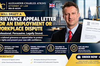 issue a grievance appeal letter for an employment or workplace dispute