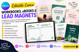 design editable canva workbooks, ebooks and lead magnets