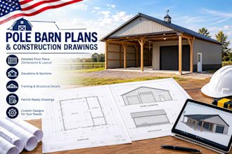 create pole barn plans and post frame construction drawings for permit