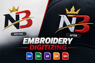 do 3d puff embroidery digitizing logo, digitize image for embroidery design file