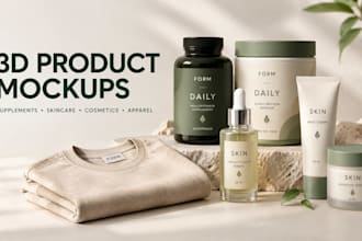 design supplement 3d product mockups, skincare and cosmetic mockup for apparel
