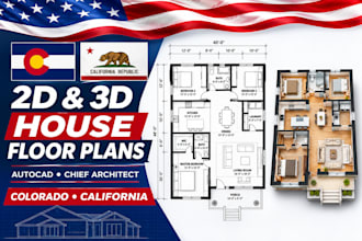 create 2d and 3d house floor plans using chief architect or autocad