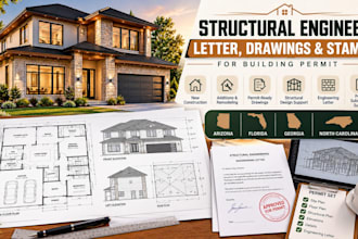 provide structural engineer letter, drawings and stamp for permit az, fl, ga, nc