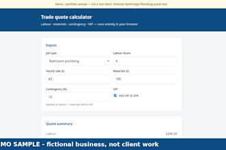 build a google sheets or excel quote calculator with automated formulas