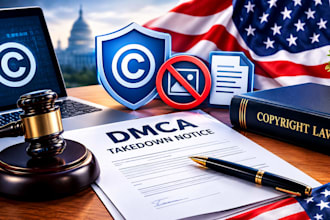 draft  dmca takedown notice, copyright infringement letter and legal document