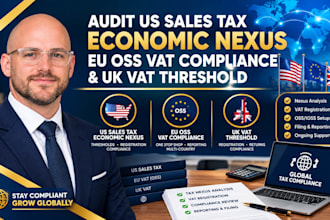 audit US sales tax economic nexus, eu oss vat compliance, and UK vat threshold