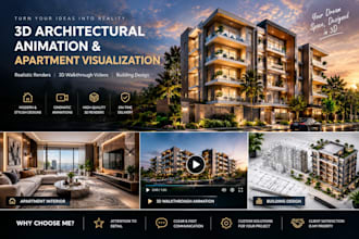 create realistic architectural animation, 3d apartment video and building design