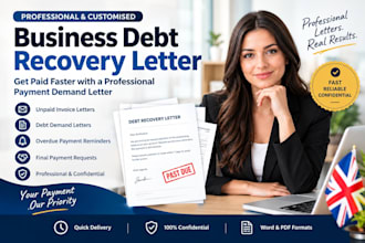 write a uk debt recovery letter for unpaid invoices and business debts