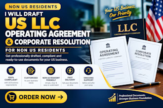 draft US llc operating agreement and corporate resolution for non US residents