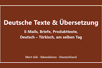 write german texts or translate german to turkish for your business
