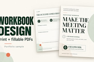 design a professional printable and fillable workshop workbook