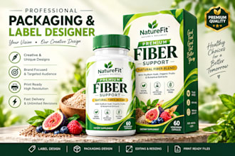 design product label, product packaging, and label redesign for your brand