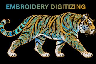 do embroidery digitizing, 3d puff, convert to dst pes jef emb in 1 hour