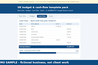 design branded UK excel spreadsheet templates for budgets or goals