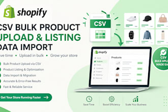 do shopify CSV bulk product upload, product listing, and data import