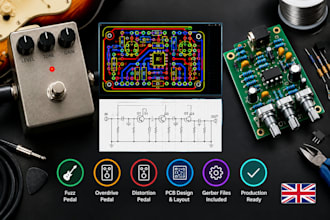 design production ready guitar pedal pcb for fuzz overdrive distortion