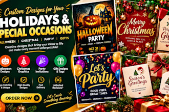design unique halloween, christmas and party graphics