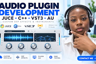 develop custom vst3 au audio plugin juce cpp dsp for ableton daw gui preset fix