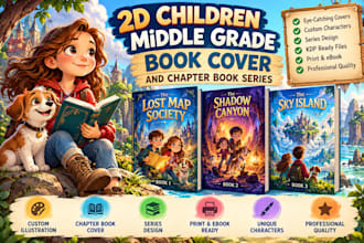 design a 2d children middle grade book cover and chapter book series