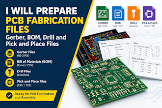 prepare pcb fabrication files, gerber, bom, drill and pick and place files