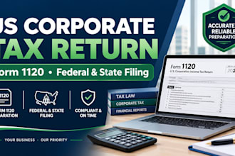 prepare US corporate federal tax return form 1120 and state corporate tax filing