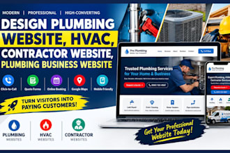design plumbing website, hvac, contractor website, plumbing business website