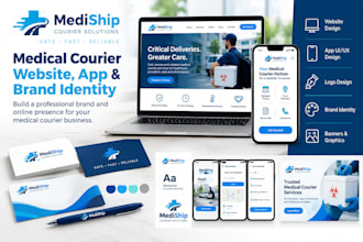 design a medical courier website, delivery app and brand identity