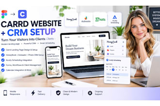 design a carrd landing page and setup honeybook, dubsado, 17hats CRM and acuity