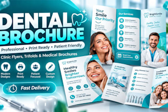 design dental brochure for clinics dentist services trifold bifold medical flyer