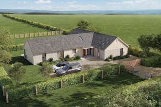 3d farmhouse exterior, barn house, barndominium, poultry, farm yard, vray render