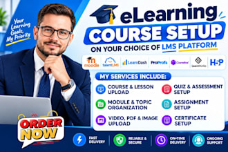 setup elearning course on moodle lms talentlms h5p learndash proprofs coursebx