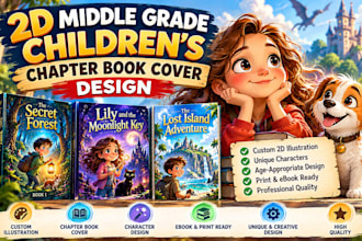 create a 2d middle grade childrens chapter book cover design