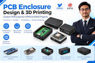 pcb enclosure or pcb case casting for 3d printing stm32 pcb and esp32 design