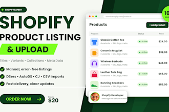 do shopify product listing, product upload and add products