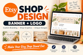 design etsy shop banner shopify ebay website banner logo brand identity