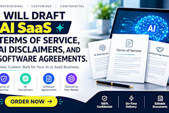 draft ai saas terms of service, ai disclaimers, and software agreements
