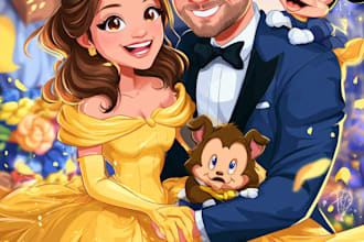 draw cartoon portrait in disney cartoon