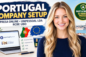 register portugal company via empresa online, setup unipessoal lda, and rcbe ubo