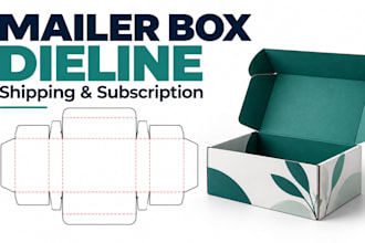 design custom mailer box dieline, corrugated shipping and subscription box files