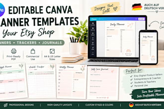design editable canva planner templates for your etsy shop