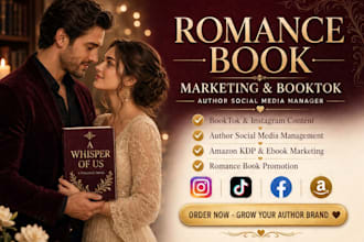 be your romance book author  social media manager and booktok promotion