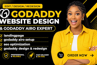 build godaddy website design and redesign godaddy airo, godaddy development