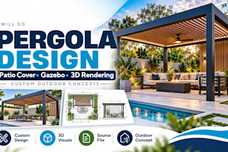 create custom pergola patio cover and gazebo 3d designs