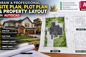 draw a professional site plan, plot plan and property layout in autocad