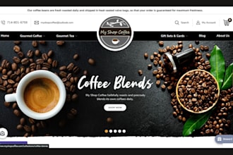 design coffee website, coffee bean store, matcha, beverages, coffee cafe website