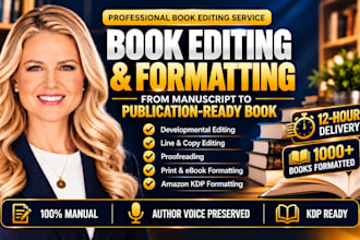 book editing and formatting, manuscript formatting and developmental book editor