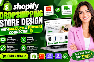 do shopify dropshipping store design with products and suppliers connected