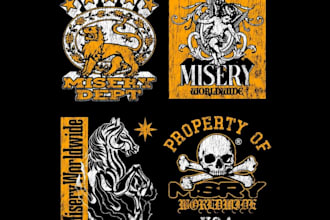 do reto grunge t shirt graphics, gothic skull, horse logo and streetwear design